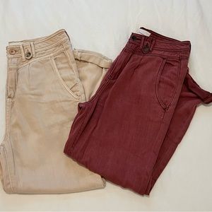 Red and cream size 27 Anthropologie denim jeans, relaxed fit